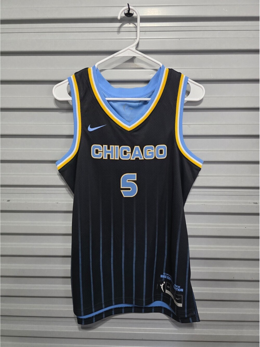 Nike Chicago Sky Angel Reese #5 Basketball Jersey Black Blue Yellow Women's L